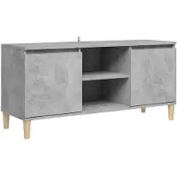vidaXL TV-Schrank mit Massivholz-Beinen Betongrau 103,5x35x50 cm