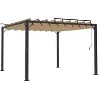 vidaXL Pergola mit Lamellendach 3x3 m Taupe Stoff und Aluminium