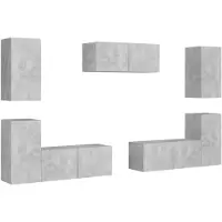 vidaXL 7-tlg. TV-Schrank-Set Betongrau Holzwerkstoff
