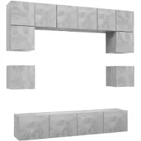 vidaXL 8-tlg. TV-Schrank-Set Betongrau Holzwerkstoff