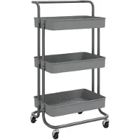 vidaXL Küchenwagen 3 Etagen Grau 42x35x85 cm Eisen und ABS