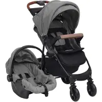 vidaXL 3-in-1 Kinderwagen Hellgrau Stahl