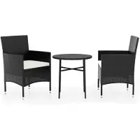vidaXL 3-tlg. Garten-Essgruppe Poly Rattan Schwarz