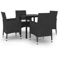 vidaXL 5-tlg. Garten-Essgruppe mit Auflagen Poly Rattan und Glas