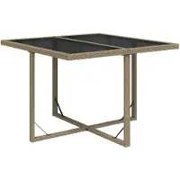 vidaXL Gartentisch Beige 109x107x74 cm Poly Rattan und Glas