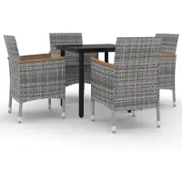 vidaXL 5-tlg. Garten-Essgruppe mit Auflagen Poly Rattan und Glas