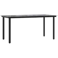 vidaXL Garten-Esstisch Schwarz 160x80x74 cm Stahl und Hartglas