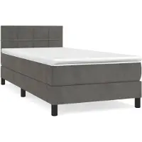 vidaXL Boxspringbett mit Matratze Dunkelgrau 80x200 cm Samt