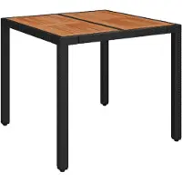 vidaXL Gartentisch mit Holzplatte Schwarz 90x90x75 cm Poly Rattan