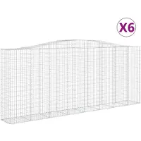 vidaXL Gabionen mit Hochbogen 6 Stk. 400x50x160/180cm Verzinktes Eisen