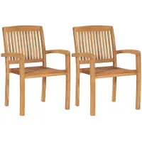 vidaXL Garten-Essstühle 2 Stk. Stapelbar Teak Massivholz