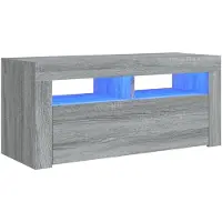 vidaXL TV-Schrank mit LED-Leuchten Grau Sonoma 90x35x40 cm