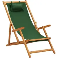vidaXL Strandstuhl Klappbar Massivholz Eukalyptus und Stoff Grün
