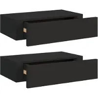 vidaXL - Wandregal - 2 - Stück - mit - Schublade - 40x23,5x10 - cm - MDF - schwarz