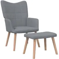 vidaXL Relaxsessel mit Hocker Hellgrau Stoff