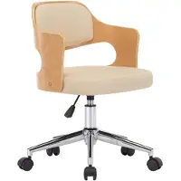 vidaXL Drehbarer Bürostuhl Creme Bugholz und Kunstleder