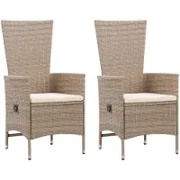 vidaXL Gartenstühle 2 Stk. mit Auflagen Poly Rattan Beige