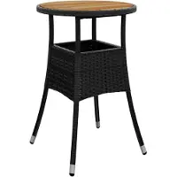 vidaXL Gartentisch Ø60x75 cm Akazienholz und Poly Rattan Schwarz