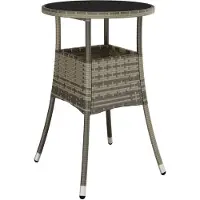 vidaXL Gartentisch Ø60x75 cm Hartglas und Poly Rattan Grau