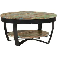 vidaXL Couchtisch mit Ablage Altholz Massiv 65x32 cm