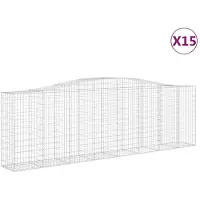 vidaXL Gabionen mit Hochbogen 15 Stk 400x50x120/140cm Verzinktes Eisen