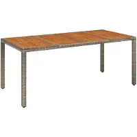 vidaXL Gartentisch mit Holzplatte Grau 190x90x75 cm Poly Rattan