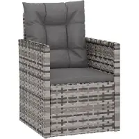 vidaXL Gartensessel mit Kissen Grau Poly Rattan