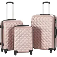 vidaXL Hartschalen-Trolley-Set 3 Stk. Roségold ABS