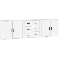 vidaXL Sideboards 3 Stk. Weiß Holzwerkstoff