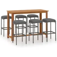 vidaXL 7-tlg. Gartenbar-Set mit Kissen Grau
