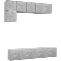 vidaXL 5-tlg. TV-Schrank-Set Betongrau Holzwerkstoff