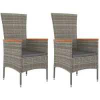vidaXL Gartenstühle mit Kissen 2 Stk. Poly Rattan Grau