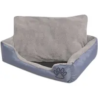 vidaXL Hundebett mit gepolstertem Kissen Größe XL Grau