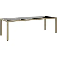 vidaXL Gartentisch mit Glasplatte Beige Poly Rattan