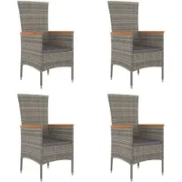 vidaXL Gartenstühle mit Kissen 4 Stk. Poly Rattan Grau