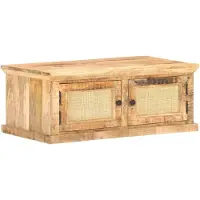 vidaXL Couchtisch 90x50x35 cm Massivholz Mango und Naturgeflecht