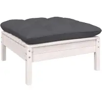 vidaXL Gartenhocker mit Anthrazit Kissen Weiß Kiefer Massivholz 806641
