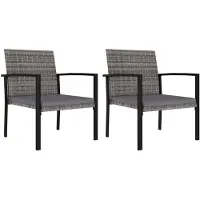 vidaXL Garten-Essstühle 2 Stk. Poly Rattan Grau