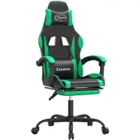 vidaXL Gaming-Stuhl mit Fußstütze Schwarz und Grün Kunstleder
