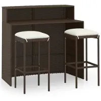 vidaXL 3-tlg. Gartenbar-Set mit Kissen Braun