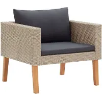 vidaXL 1-Sitzer-Gartensofa mit Auflagen Poly Rattan Beige