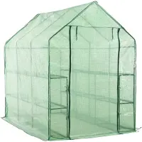 vidaXL Begehbares Gewächshaus mit 12 Regalen Stahl 143 x 214 x 196 cm