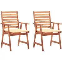 vidaXL Garten-Essstühle 2 Stk. mit Kissen Massivholz Akazie