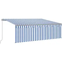 vidaXL Markise Manuell Einziehbar mit Rollo 4x3 m Blau & Weiß