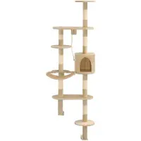 vidaXL Wandkratzbaum mit Sisal-Kratzsäulen 194 cm Beige