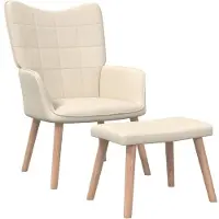 vidaXL Relaxsessel mit Hocker Creme Stoff
