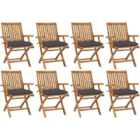 vidaXL Klappbare Gartenstühle mit Kissen 8 Stk. Massivholz Teak