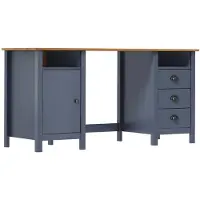 vidaXL Schreibtisch Hill Grau 150x50x74 cm Massivholz Kiefer