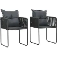 vidaXL Gartenstühle 2 Stk. mit Polstern Poly Rattan Schwarz