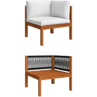 vidaXL Garten-Ecksofa mit Kissen Holz Akazie & Seil
